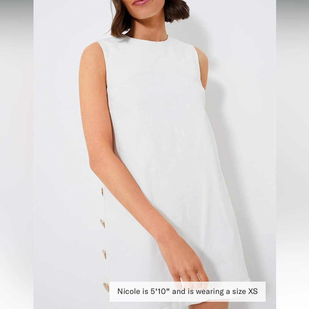 Tuckernuck White Sleeveless Mini Dress with Side Buttons